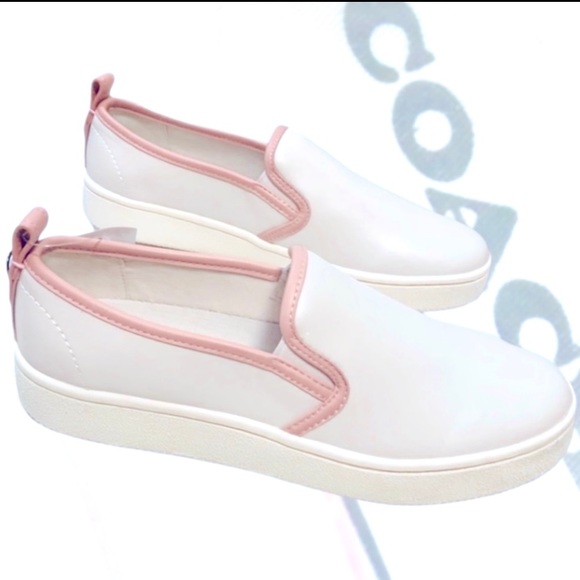 NWT Coach Leather Slip On Chalk Petal Pink Sneakers - Picture 12 of 12